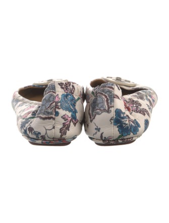 Tory Burch Leather Floral Print Ballet Flats