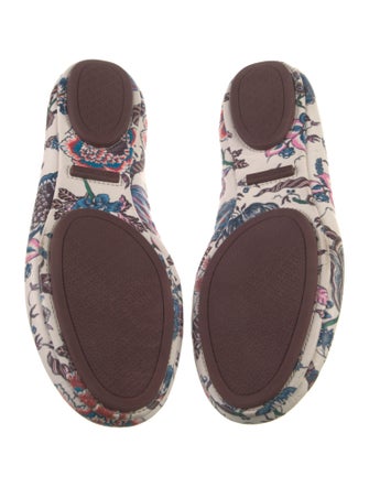 Tory Burch Leather Floral Print Ballet Flats