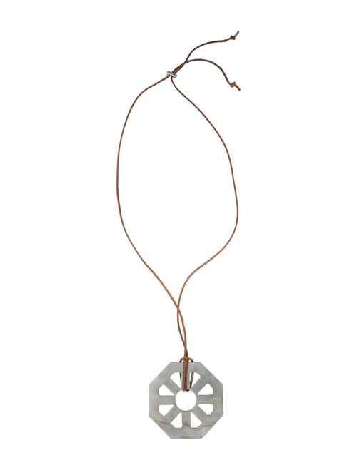 Tory Burch Leather Geo Pendant Necklace
