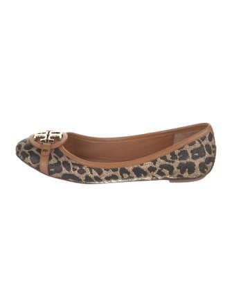 Tory Burch Leather Animal Print Ballet Flats