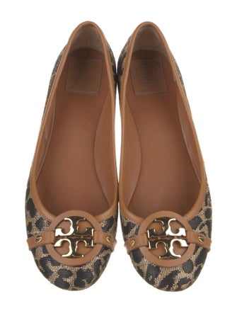 Tory Burch Leather Animal Print Ballet Flats