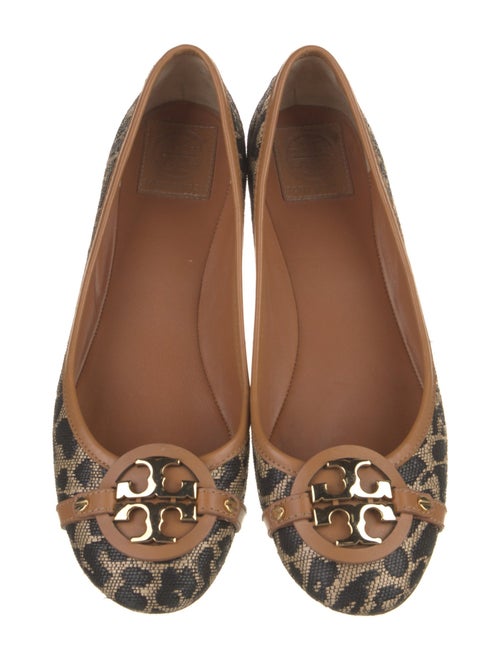 Tory Burch Leather Animal Print Ballet Flats