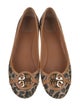 Tory Burch Leather Animal Print Ballet Flats