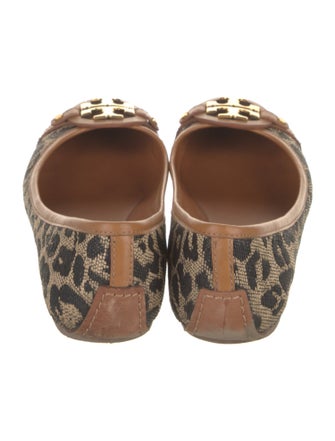 Tory Burch Leather Animal Print Ballet Flats