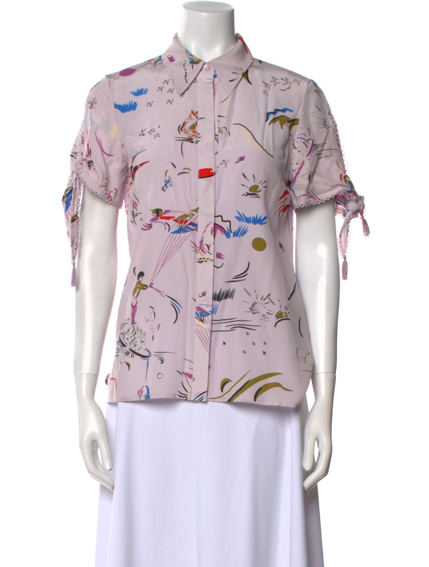 Tory Burch Silk Printed Button-Up Top