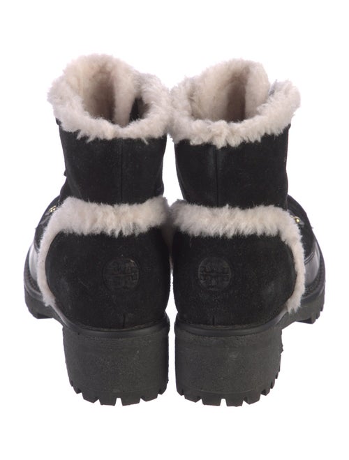 Tory Burch Suede Fur Trim Combat Boots
