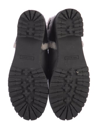 Tory Burch Suede Fur Trim Combat Boots