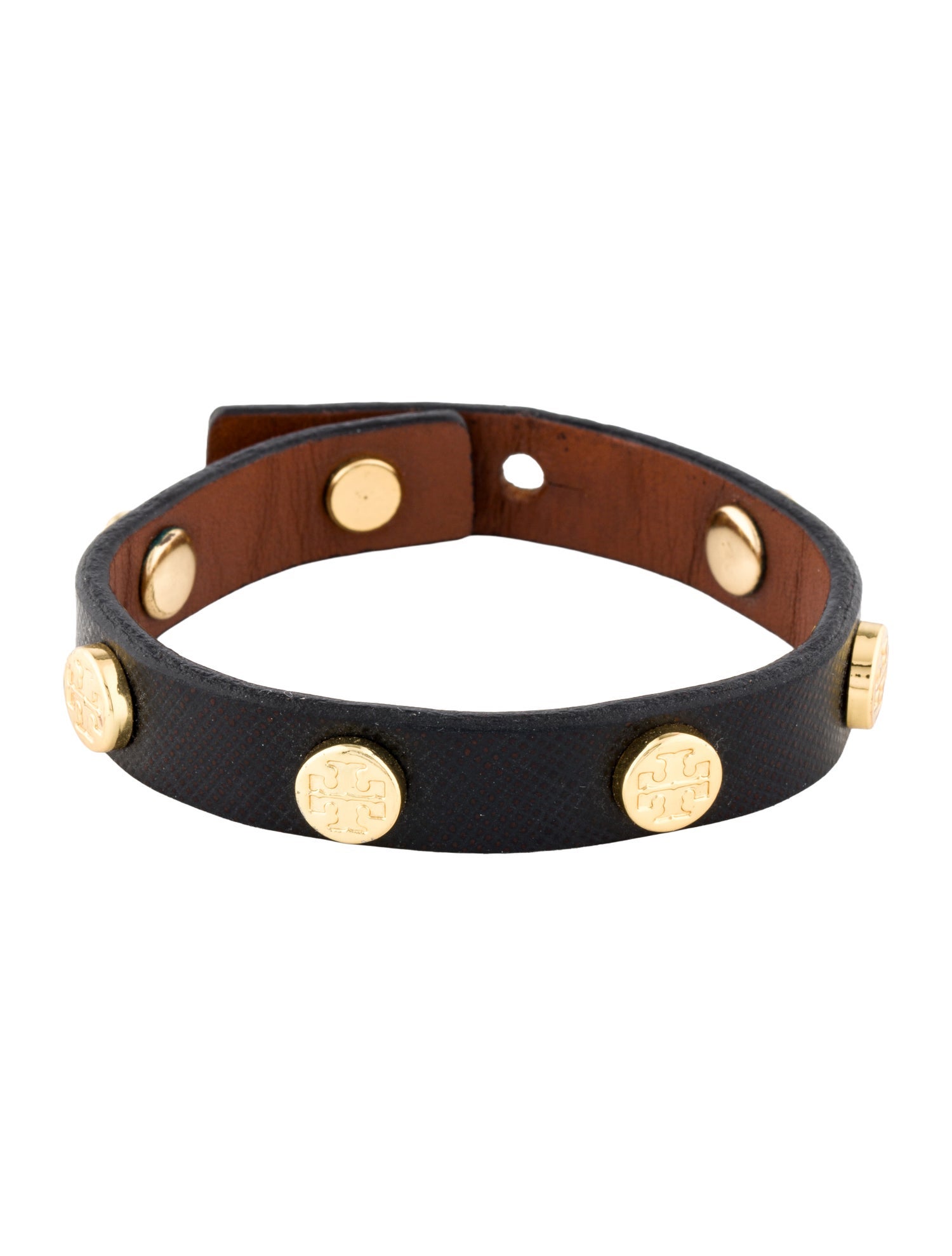 Tory Burch Leather Studded Single Wrap Bracelet