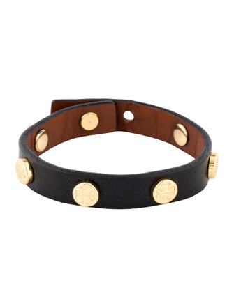 Tory Burch Leather Studded Single Wrap Bracelet