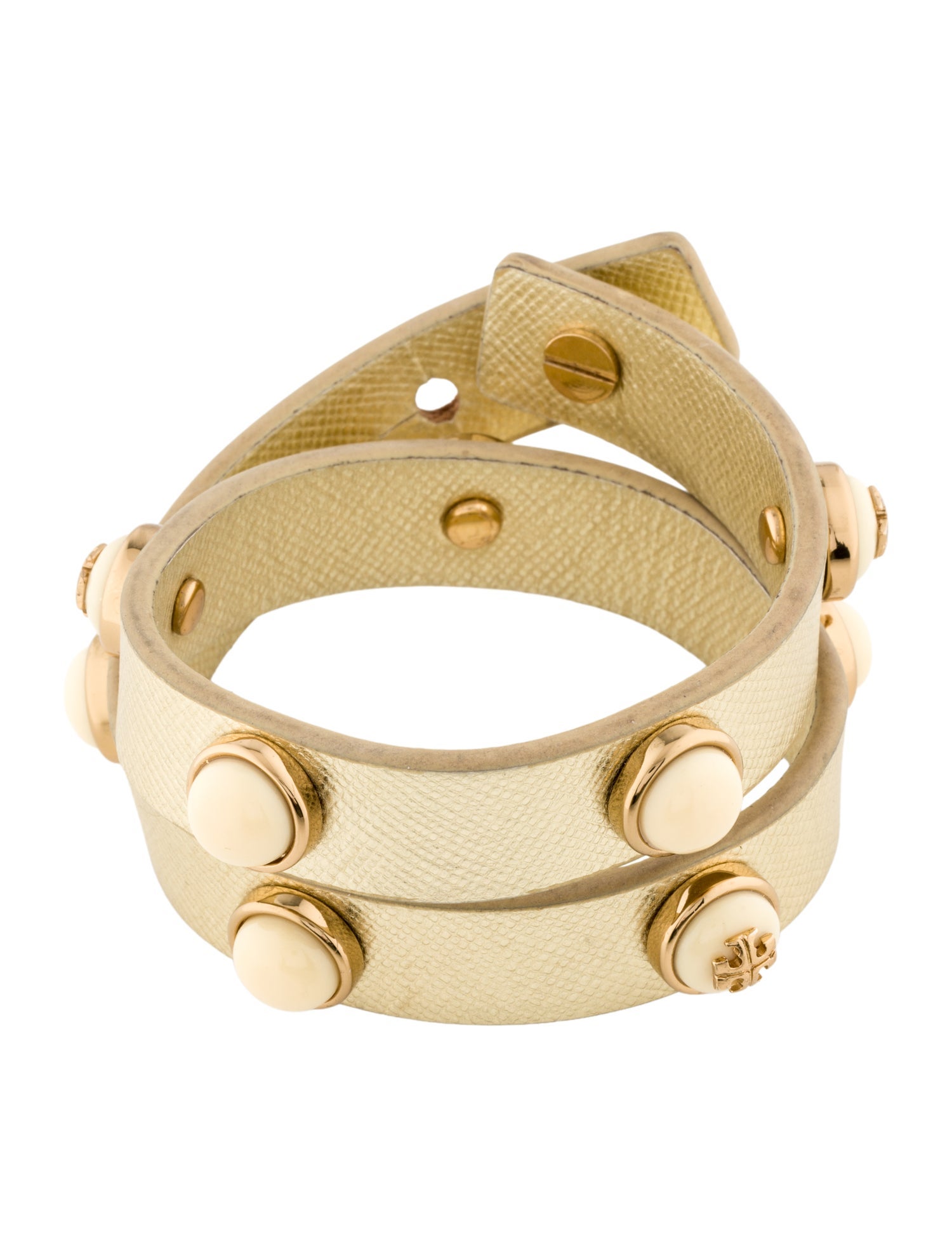 Tory Burch Leather & Resin Melodie Double Wrap Bracelet