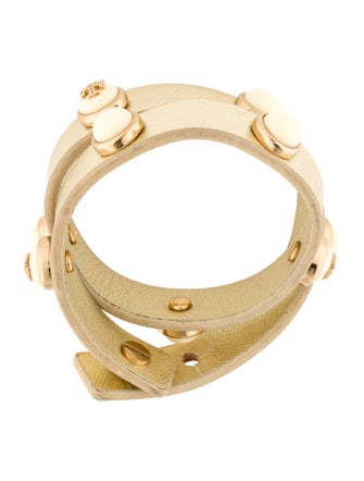 Tory Burch Leather & Resin Melodie Double Wrap Bracelet