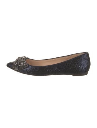 Tory Burch Glitter Crystal Embellishments Ballet Flats