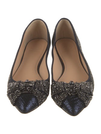 Tory Burch Glitter Crystal Embellishments Ballet Flats