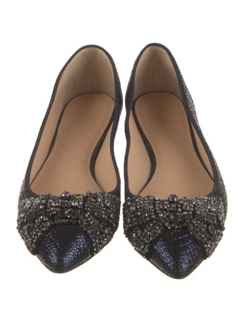 Tory Burch Glitter Crystal Embellishments Ballet Flats