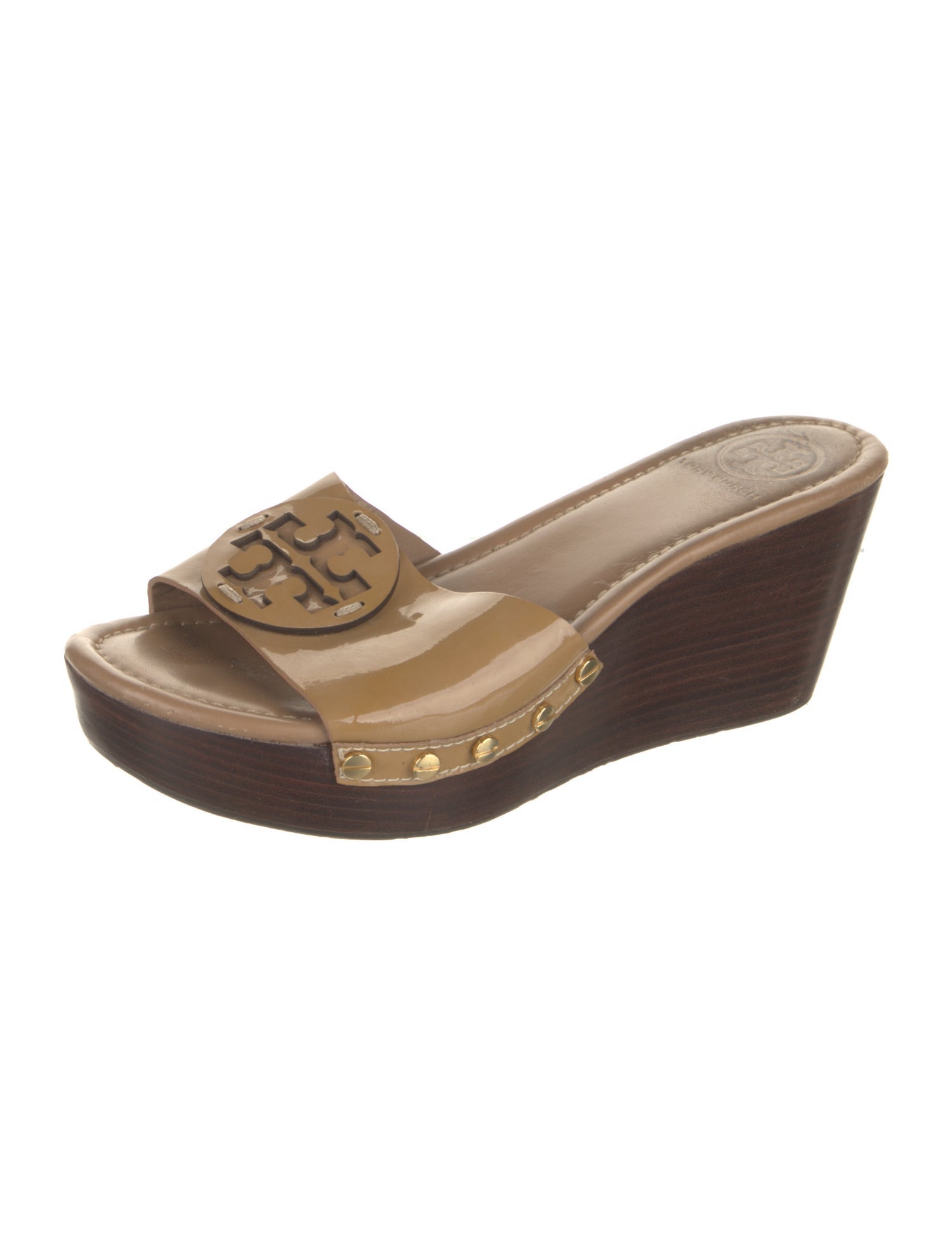 Tory Burch Patent Leather Studded Accents Slides