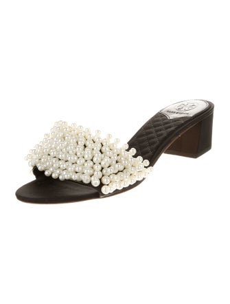 Tory Burch Satin Beaded Accents Slides