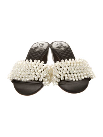 Tory Burch Satin Beaded Accents Slides