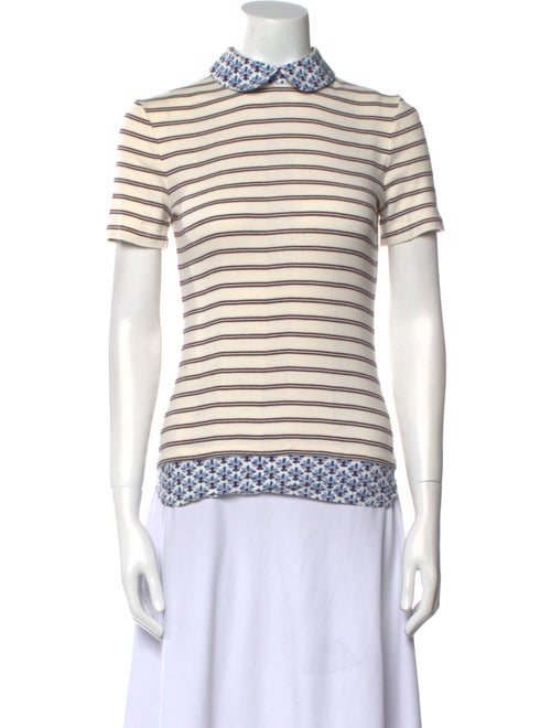 Tory Burch Striped Mock Neck Polo