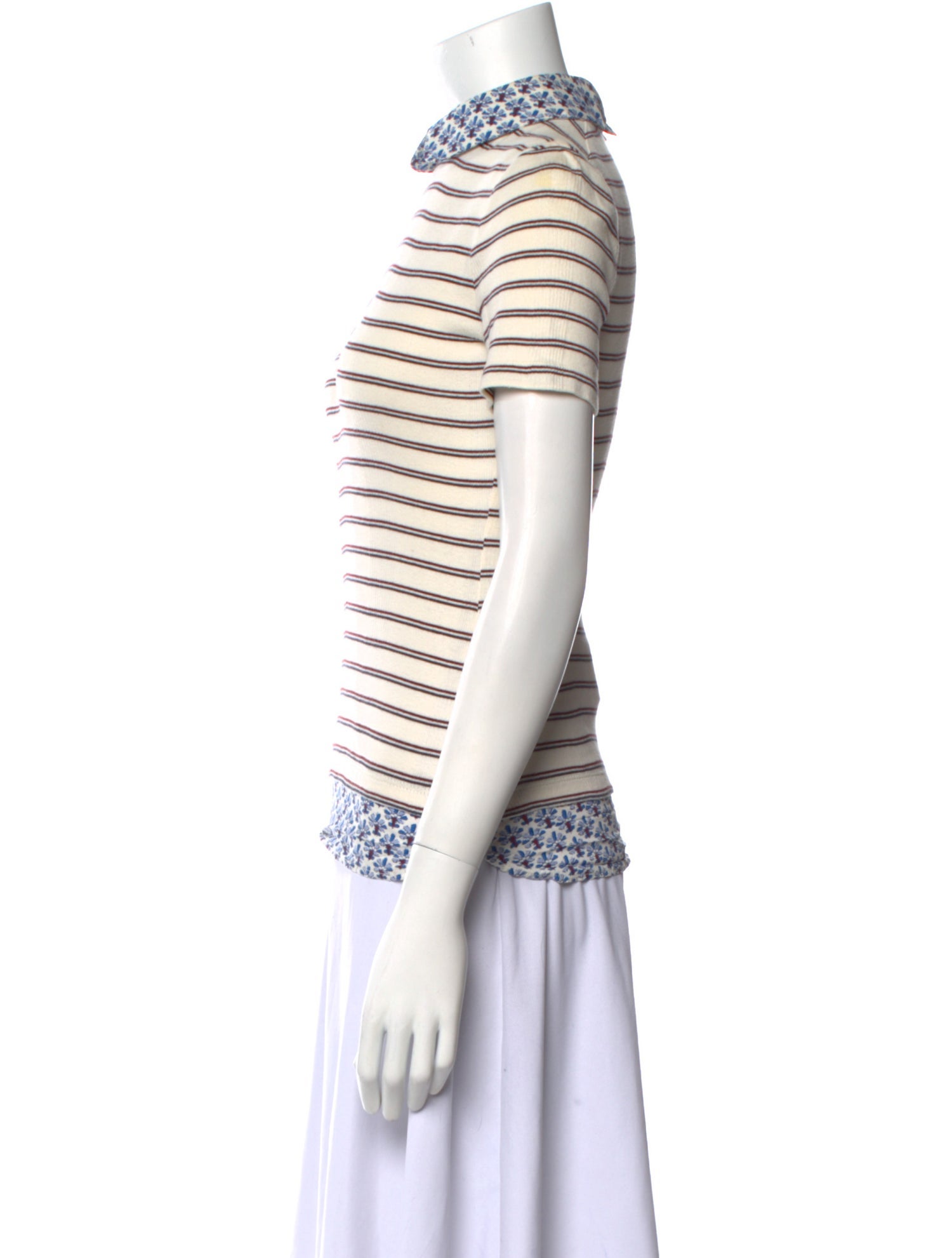 Tory Burch Striped Mock Neck Polo