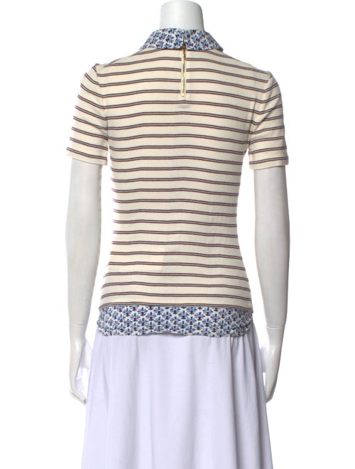 Tory Burch Striped Mock Neck Polo