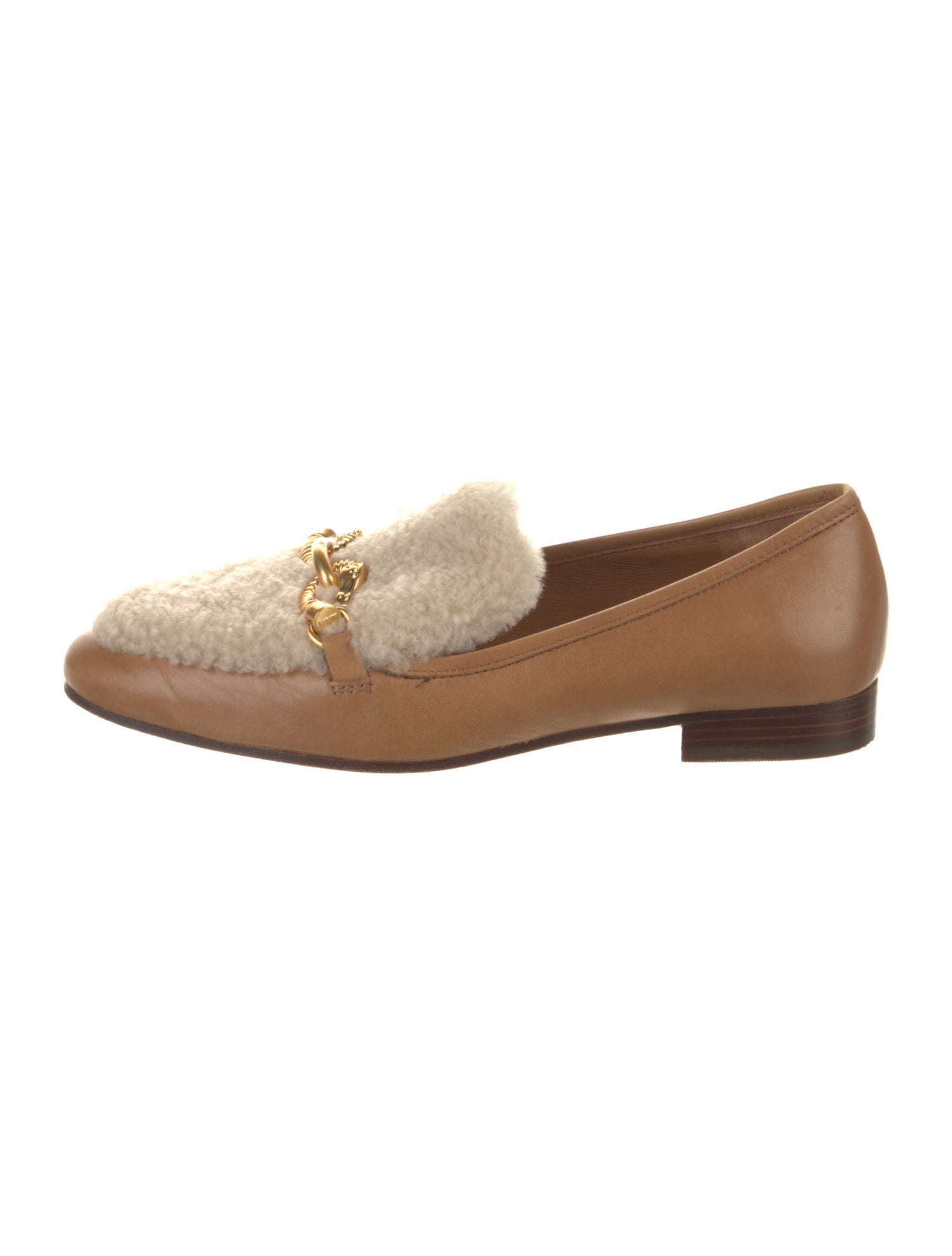Tory Burch Leather Chain-Link Accents Loafers