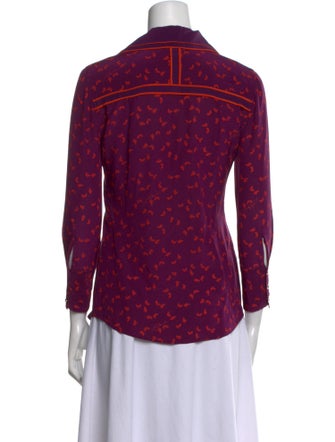 Tory Burch Printed Three-Quarter Sleeve Button-Up Top