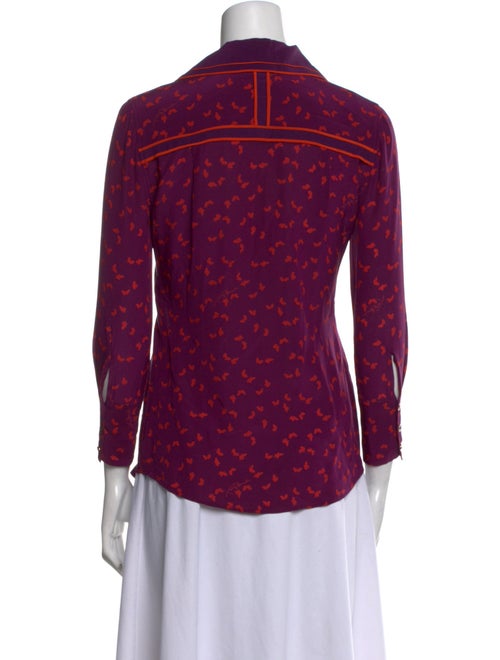 Tory Burch Printed Three-Quarter Sleeve Button-Up Top