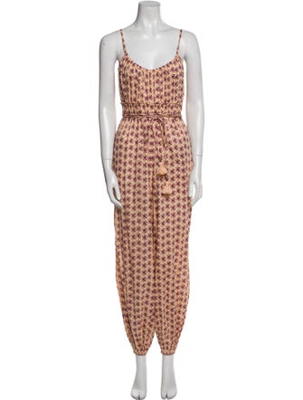 Tory Burch Printed Square Neckline Jumpsuit