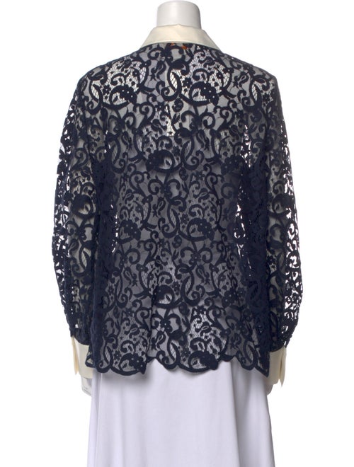 Tory Burch Lace Pattern Long Sleeve Button-Up Top