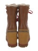 Tory Burch Leather Fur Trim Combat Boots