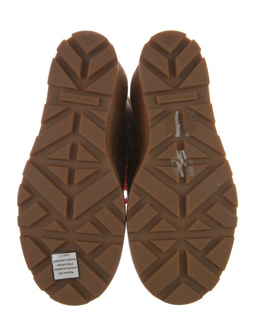 Tory Burch Leather Fur Trim Combat Boots