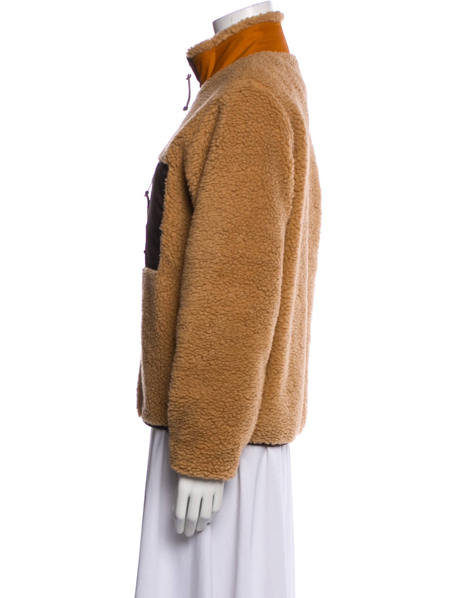 Tory Burch Colorblock Pattern Faux Fur Jacket