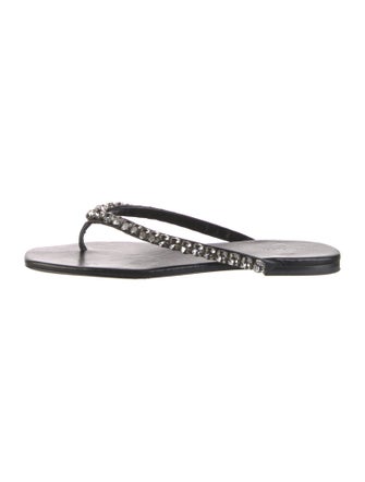 Tory Burch Leather Crystal Embellishments Slides