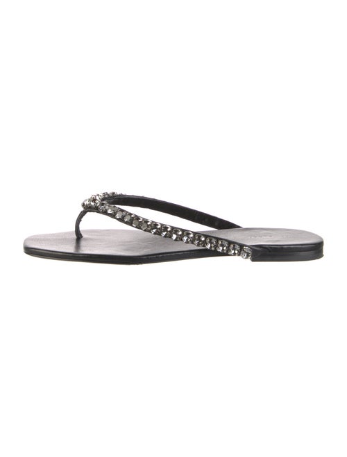 Tory Burch Leather Crystal Embellishments Slides