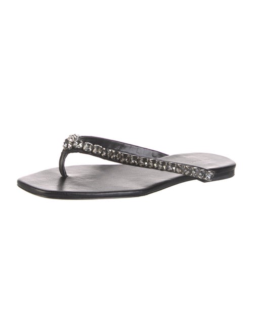 Tory Burch Leather Crystal Embellishments Slides