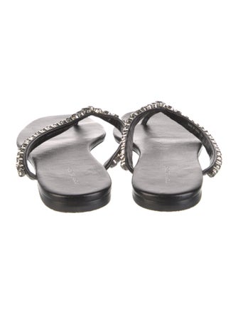 Tory Burch Leather Crystal Embellishments Slides
