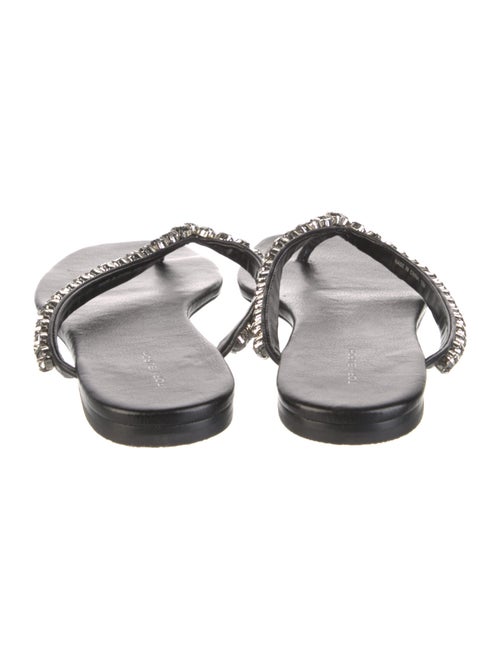 Tory Burch Leather Crystal Embellishments Slides
