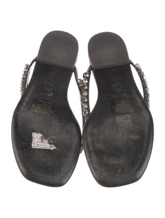 Tory Burch Leather Crystal Embellishments Slides