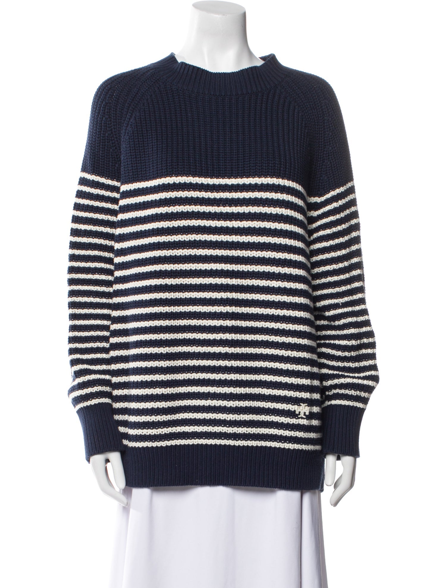 Tory Sport Striped Crew Neck Sweater