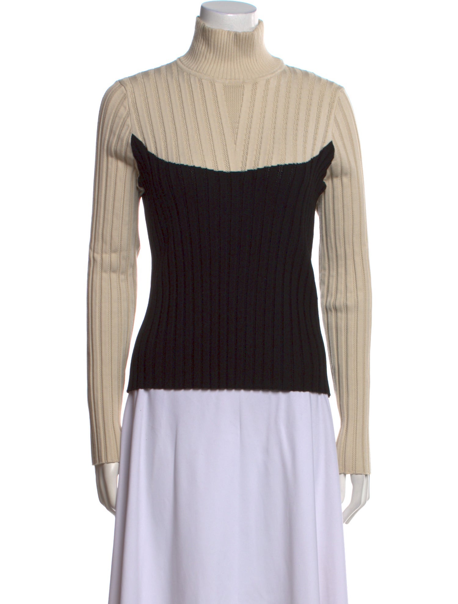 Tory Burch Colorblock Pattern Turtleneck Top