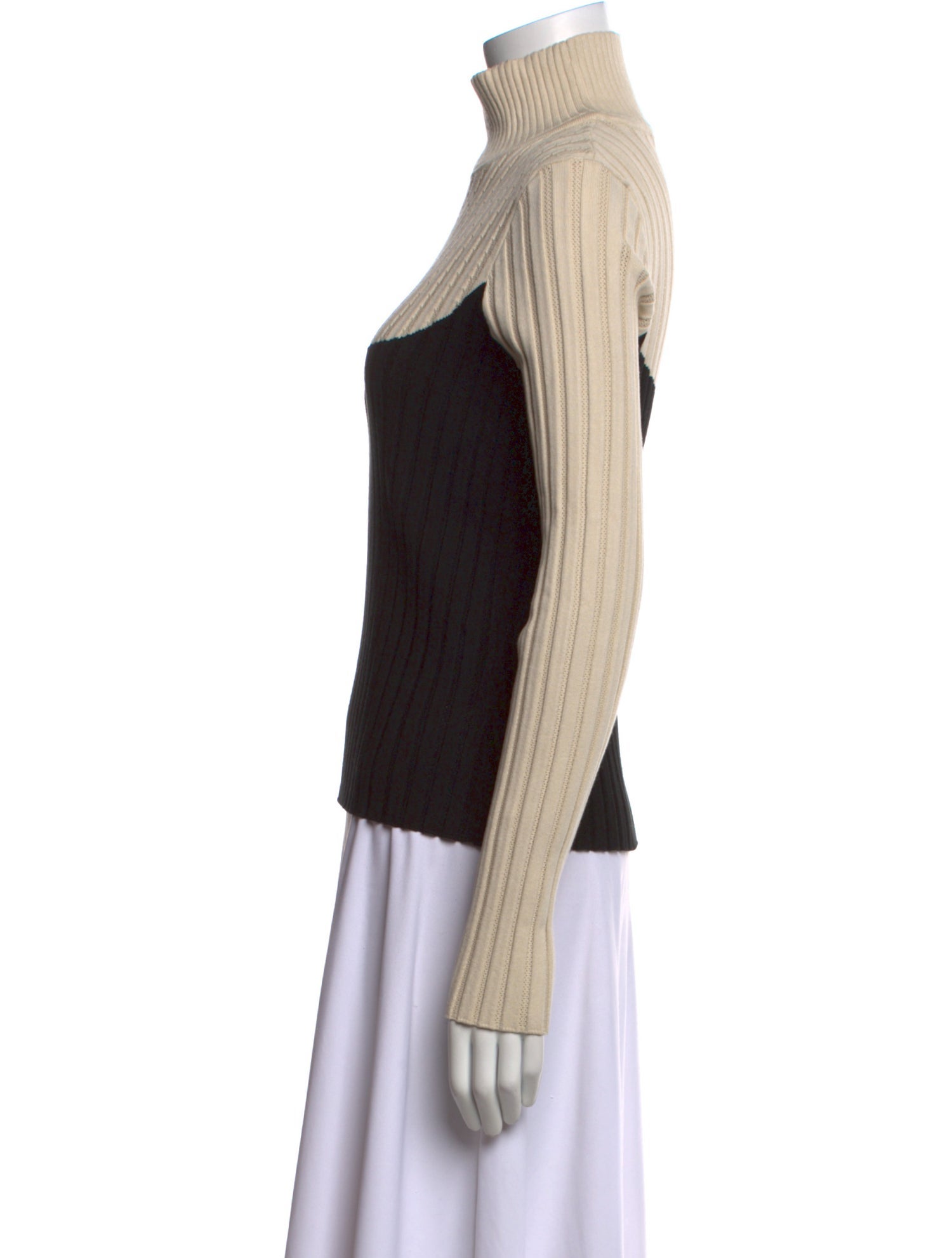 Tory Burch Colorblock Pattern Turtleneck Top