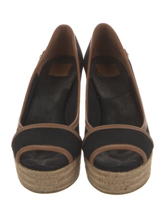 Tory Burch Canvas Leather Trim Embellishment Pumps