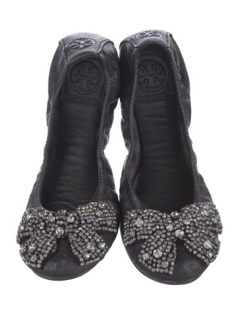 Tory Burch Leather Bow Accents Flats