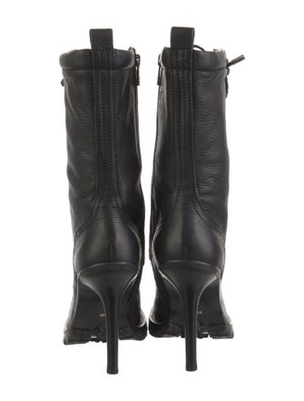 Tory Burch Leather Fringe Trim Accent Lace-Up Boots