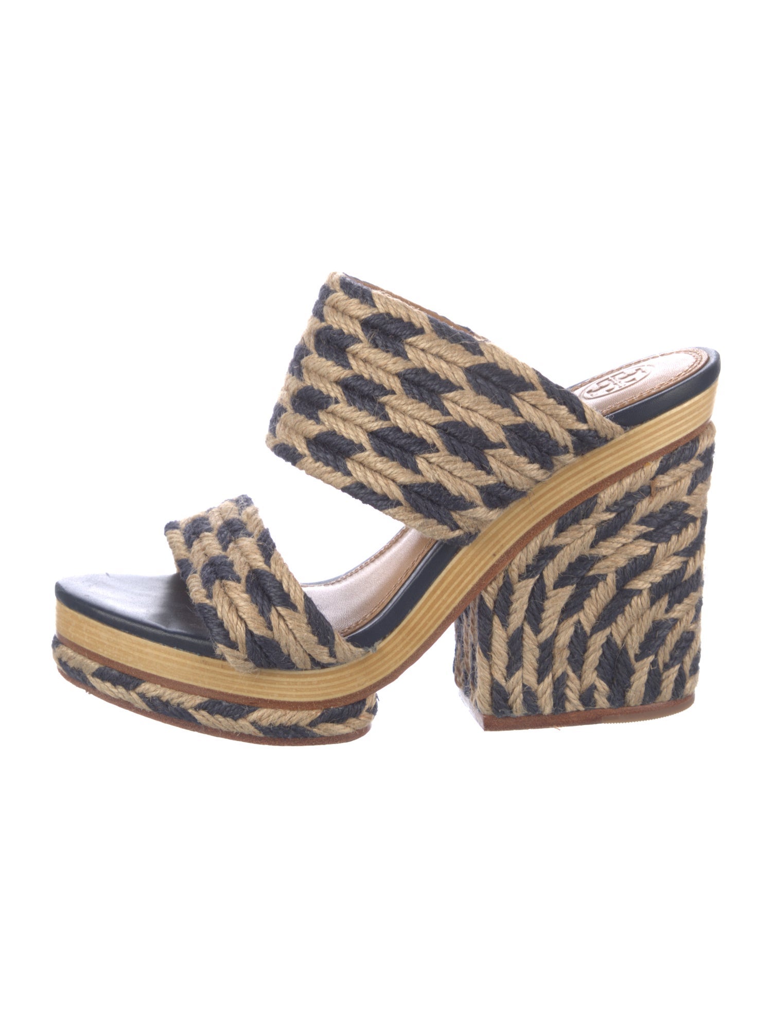 Tory Burch Jute Patterned Slides