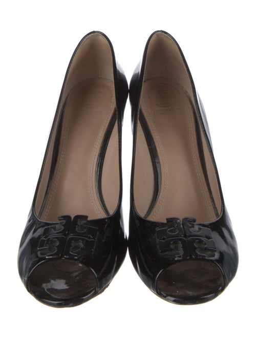 Tory Burch Patent Leather Leather Trim Embellishment Slingback Sandals