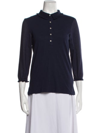 Tory Burch Mock Neck Three-Quarter Sleeve Polo