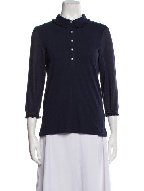 Tory Burch Mock Neck Three-Quarter Sleeve Polo