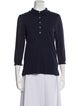 Tory Burch Mock Neck Three-Quarter Sleeve Polo