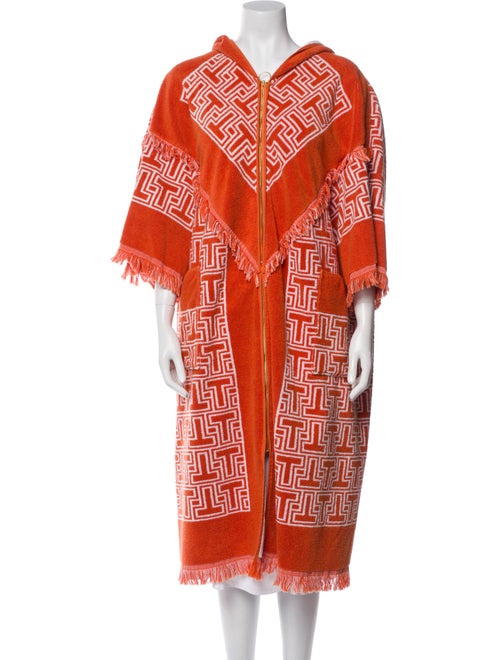 Tory Burch Printed Raw-Edge Trim Robe